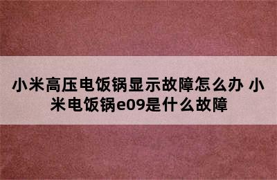 小米高压电饭锅显示故障怎么办 小米电饭锅e09是什么故障